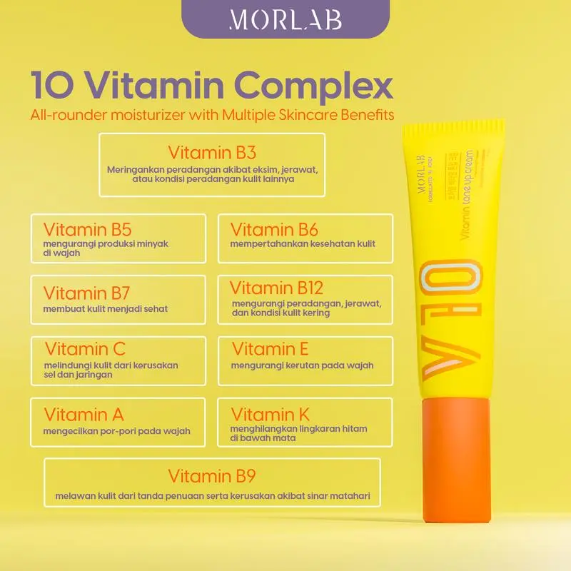 【2025 NEW LAUNCH】MORLAB V10 VITAMIN TONE UP CREAM WITH IDEBENONE Mencerahkan Pencerah Perawatan Wajah Pelembab Moisturizer 2