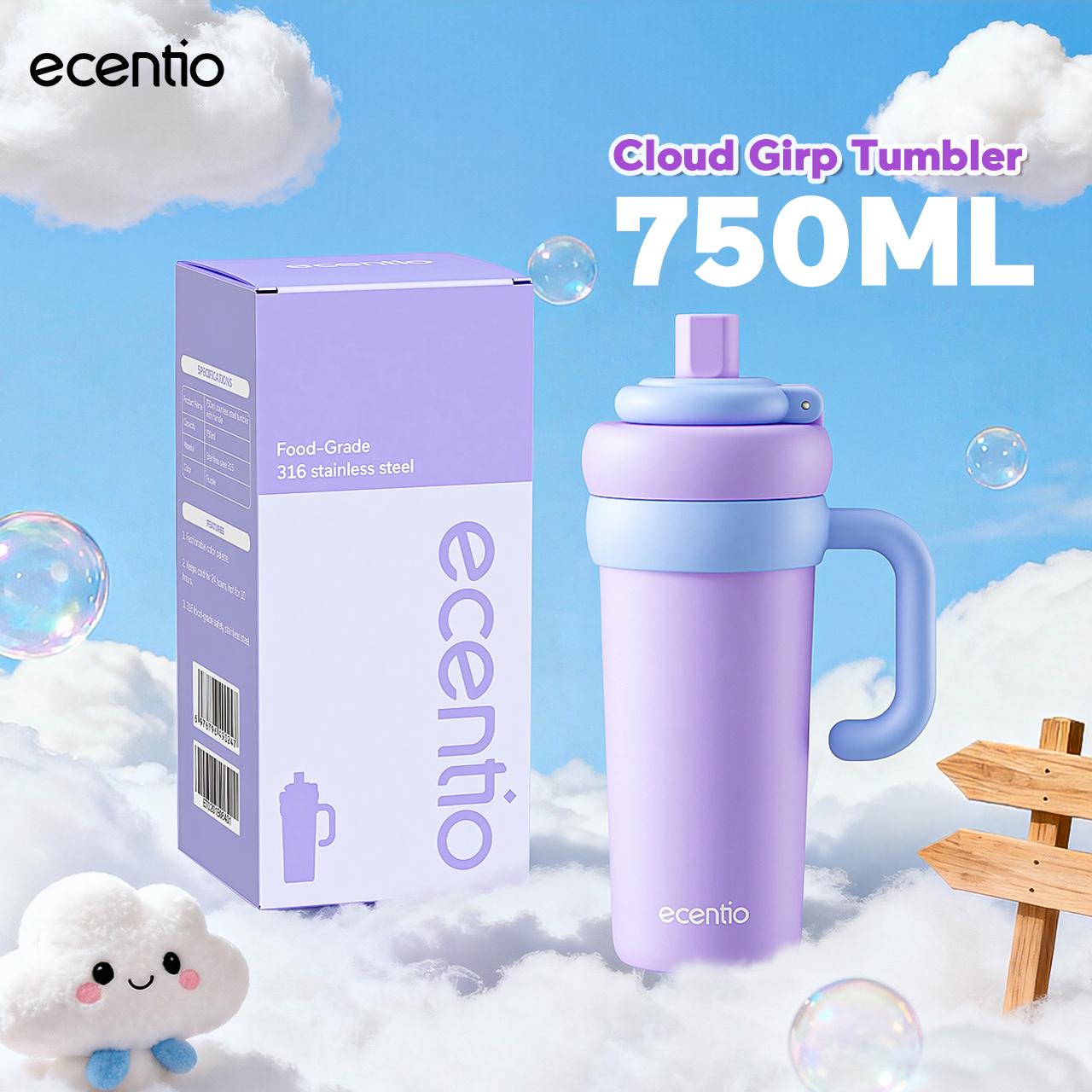【 PO 22 Jan】【celyhome exclusive】ecentio 750ml Aluminum Bottle+550ml tumbler Stainless 【Soft Cloud Series】 sport outdoor lari Portable Tetap dingin selama 24 JAM Botol minum besar