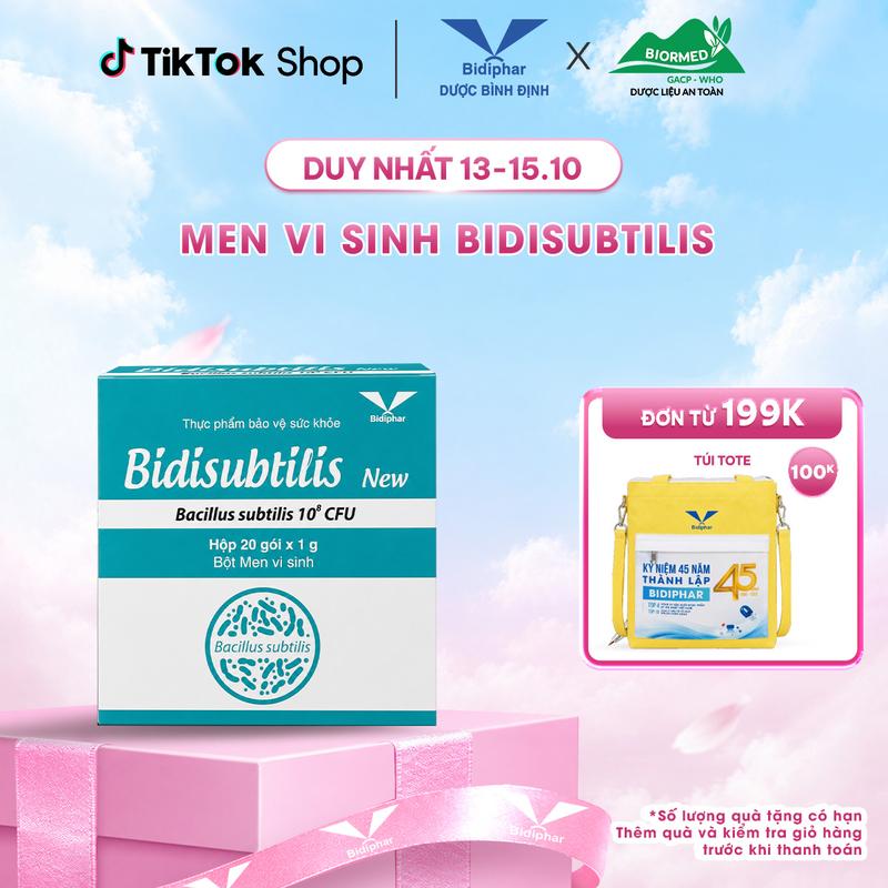 Men Vi Sinh Bidisubtilis New Bidiphar  – Hỗ Trợ Tiêu Hóa, Cân Bằng Hệ Vi Sinh Đường Ruột – Hộp 20 Gói