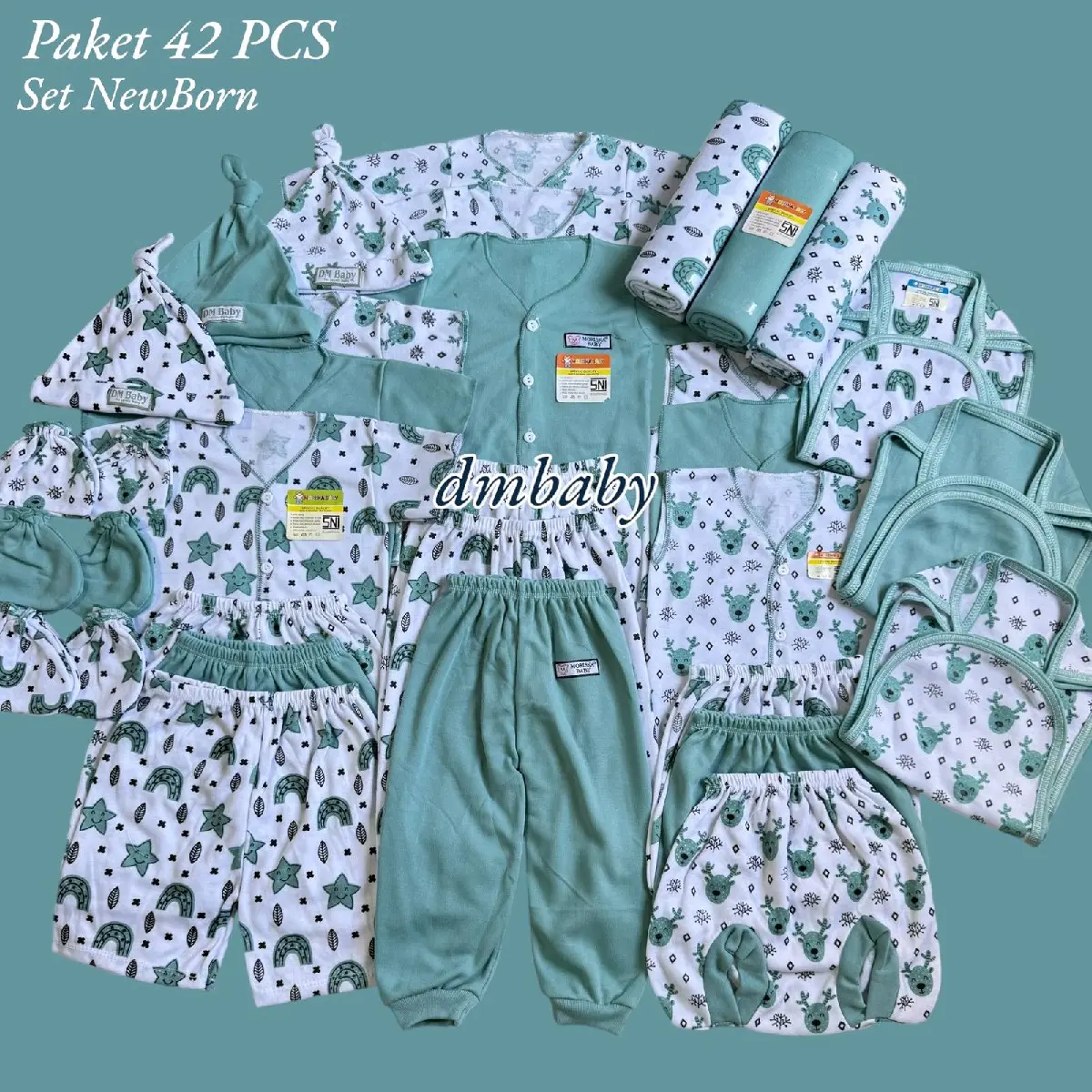 42 PCS Paket Perlengkapan Bayi Baru Lahir Hemat 42 PCS Set New Born Lengkap Baju Celana Bedong Popok Topi kupluk Sarung Tangan Sarung Kaki Parsel