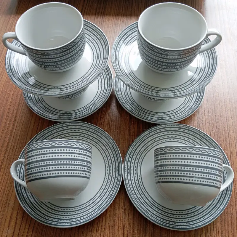 Cangkir Keramik Motif- Set 6pcs + Tatakan Gratis cangkir Teh cangkir Kopi Gelas Tamu Gelas lucu Hampers Set Kado Pasangan Putih Minuman 0