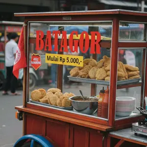 Sticker kaca gerobak jualan Batagor ,