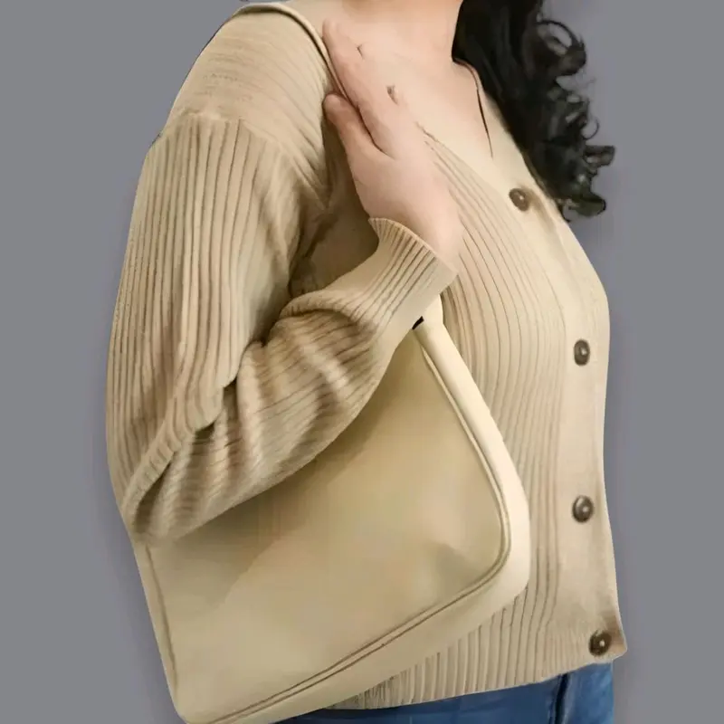 Cardigan Crop Knitwear Atasan Wanita Pakaian Rajut Kancing Nyaman 3
