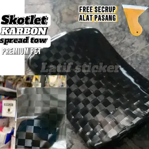 STIKER SKOTLET MOTOR KARBON SPREAD TOW PREMIUM PET STIKER KARBON KOTAK KARBON CATUR PREMIUM LENTUR SKOTLET KARBON Motorcycle