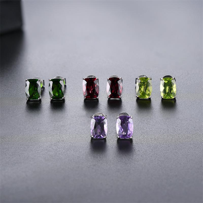 Product Introduction of 2.6ct Peridot Garnet  Solid 925 Sterling Silver Stud Earrings Genuine Gems Vintage Fine Elegant Jewelry for Women New 2