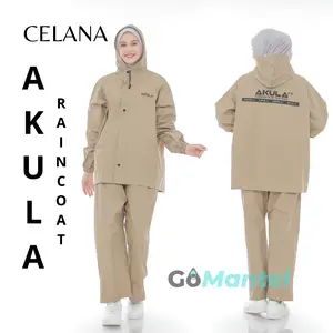 AKULA Jas Hujan Pria dan Wanita Setelan Celana Bahan Tebal Elastis Anti Rembes