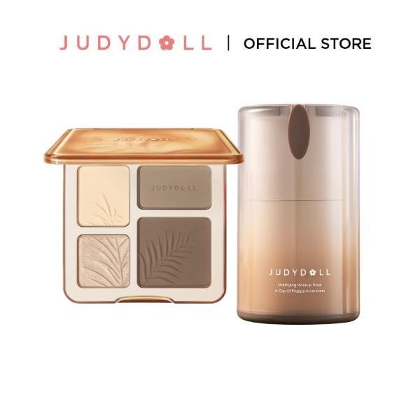 NEW Combo Judydoll Bảng Phấn Tạo Khối Highlight Contour Palette và Kem Lót Mattifying Makeup Base Kiềm Dầu