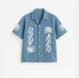 Kemeja Casual Pria Wanita Lengan Pendek Motif EYLF Katun Outfit Santai