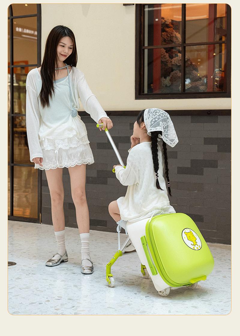 Product Introduction of 20 Inch Boarding Suitcase for Children ABS & PC Material Lazy Cart Mountable Baby Luggage Sets with Walking Feature Kid's Stroller Riding Suitcases For Travel 8