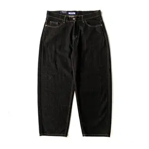 JINSYOU - ARTHUR BIO PANTS Baggy Raw Denim 14 Oz Black Garment oversize