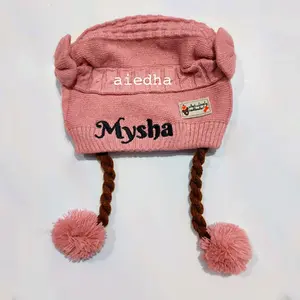 Topi Kupluk Kepang Anak Bayi INURHA Bordir Nama Cewek perempuan