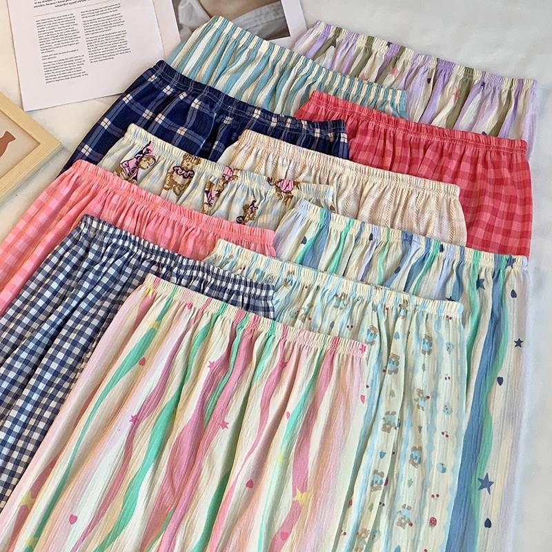 Product Introduction of 20% OFF First 30 Orders Women Pajamas trousers Cool and Breathable in Summer, Korean Style, Cute Cartoon, Casual, Loose, Home-style, Outdoor-wear Trousers, Various Types, Various Patterns, One Size 40kg-70kg Pants Nightwear Loungewear 14
