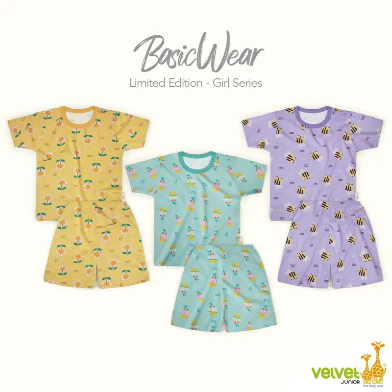 3 STEL velvet junior baju PENDEK celana PENDEK size S M L LB XL XXL Setelan Fashion 5