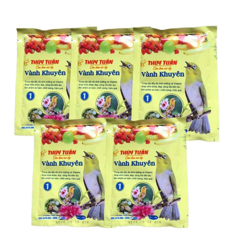 Combo 5 gói Cám chim vành khuyên Thúy Tuấn số 1 và 2 dành cho chim cảnh