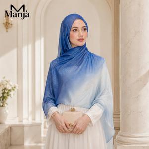 200*100cm Gradient Tudung Benang Sutera Berkilat Dengan Benang Long Shawl Untuk Wanita Muslim Hijab