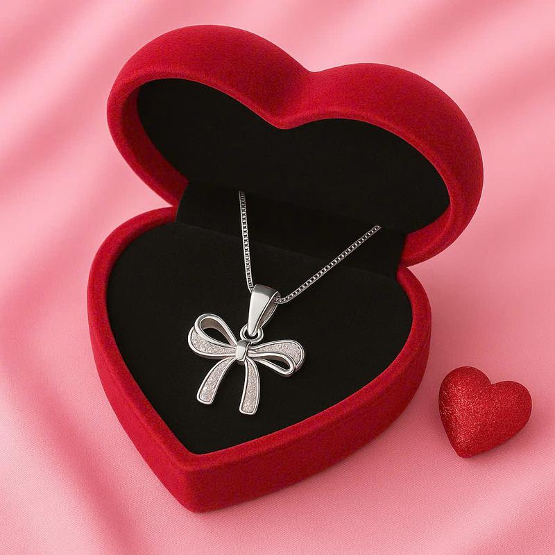  Dây chuyền nơ thiết kế dây mì đính đá dịu dàng nữ tính cho nữ giới 