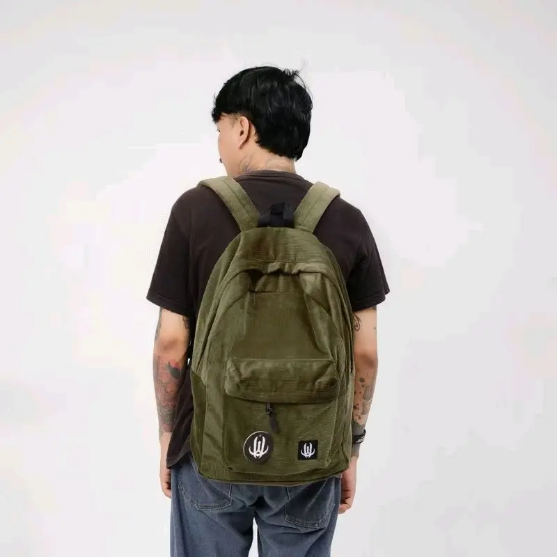 WHEN EVIL - Tas Ransel Daily Backpack Corduroy Cocok Untuk Sekolah Kuliah Pria Wanita