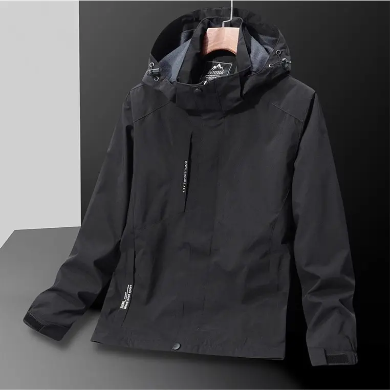 Jaket Parasut Pria Wanita Outdoor Machiwal LIne Anti Air Tangan Panjang hitam Waterproof Sport naik gunung