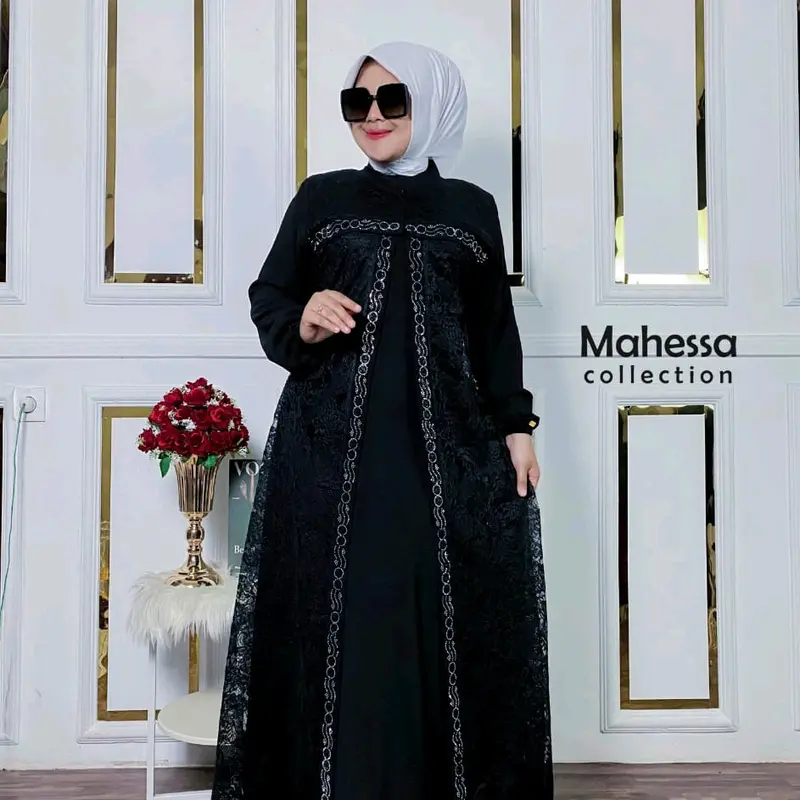 Jamia Gamis Sabyan Brukat Tulang Crinkle Airflow Premium Dress Cringkel Brokat Mewah Kondangan Swarovsky 3