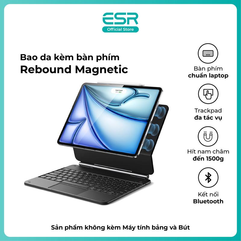 ESR Bao da kèm bàn phím Magnetic Rebound cho iPad Air 5/4 and Pro 11”…