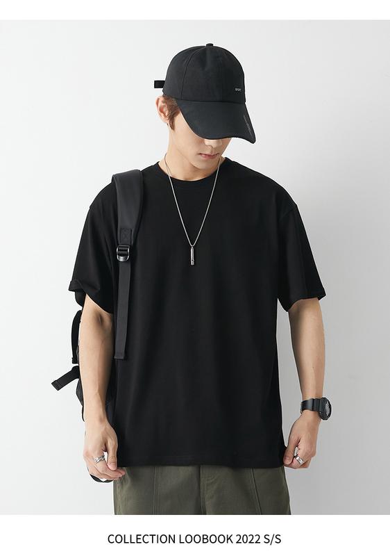 Product Introduction of EDC American Streetwear Heavyweight 230g Short Sleeve T-shirt Unisex Ins Basic Solid Color Undershirt 13