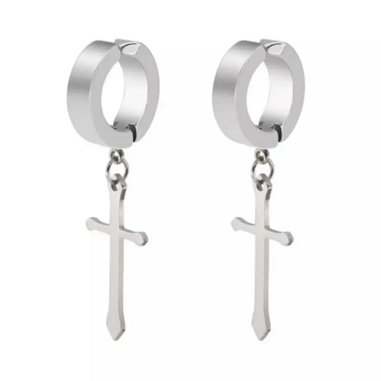 [TERLARIS] ANTING TITANIUM SALIB JEPIT CLIP PRIA DAN WANITA HIGH QUALITY TITANIUM TERMURAH