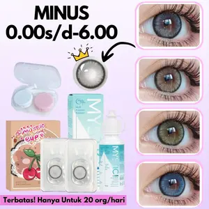 【buy 1get 2】mysticeyes softlens minus (0.00s/d-6.00) 1Pasang softlens14.5MM+air softlens 60ml+1 lenscase