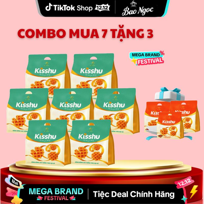 ĐA KHO X Combo mua 7 tặng 3 7 Bánh bông lan Kisshu trứng tươi sợi gà + Tặng 3 Bánh mì bông lan Kisshu vị thịt nướng bbq Bánh Mì Tươi Cao Cấp Bảo Ngọc Food