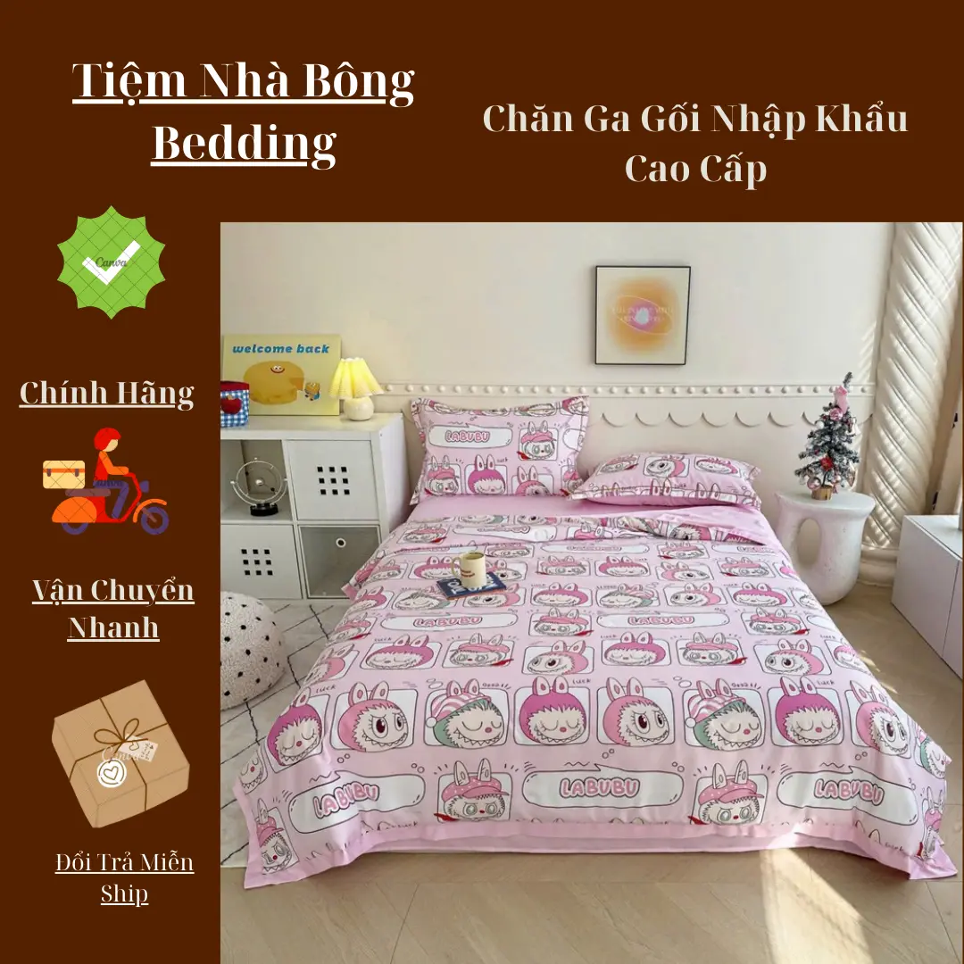 Bộ Chăn Ga Gối Lụa Thái Set 4 Món Hàng Nhập Khẩu Cao Cấp Tiệm Nhà Bông Bedding.