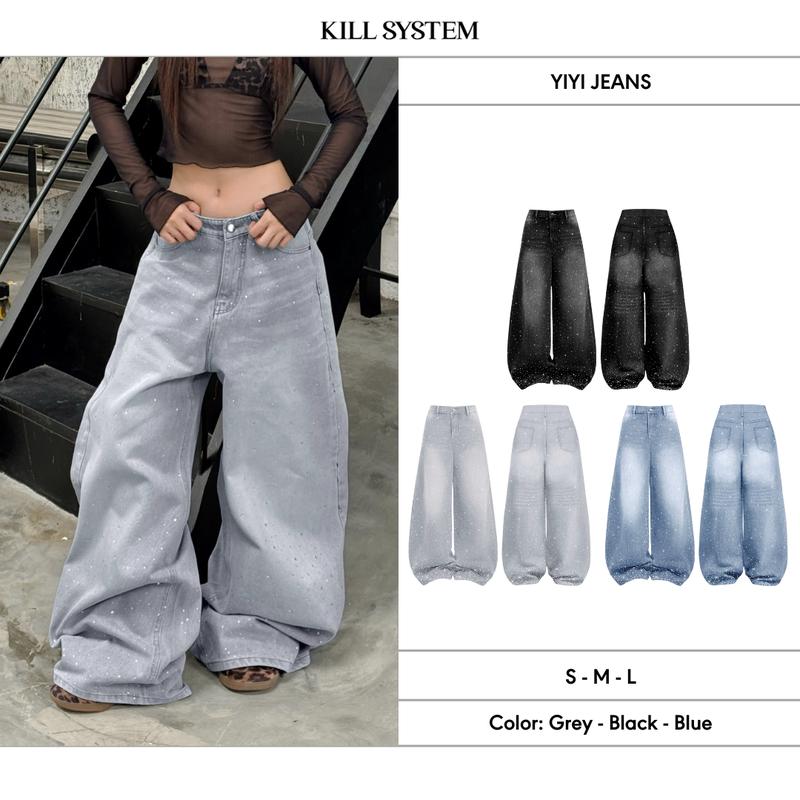 Quần jean đính đá lấp lánh 2 mặt YIYI - KILLSYSTEM