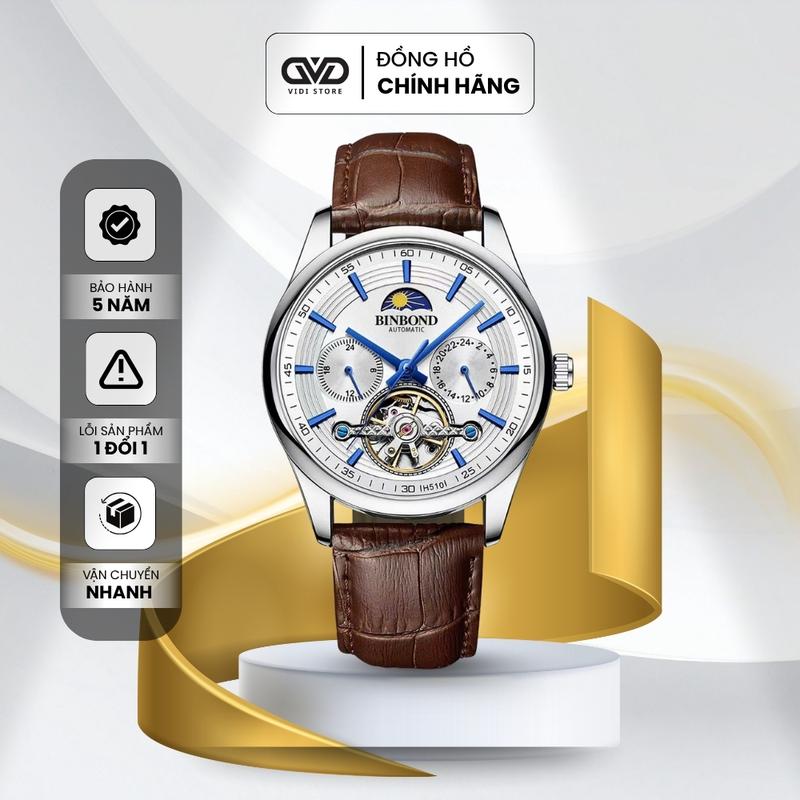 ĐỒNG HỒ CƠ NAM CHÍNH HÃNG BINBOND THIẾT KẾ ĐEO TAY SANG TRỌNG, CÁ TÍNH, LỊCH LÃM, CHỐNG NƯỚC TỐT, MẶT SIZE 40MM WATCH ĐEO TAY
