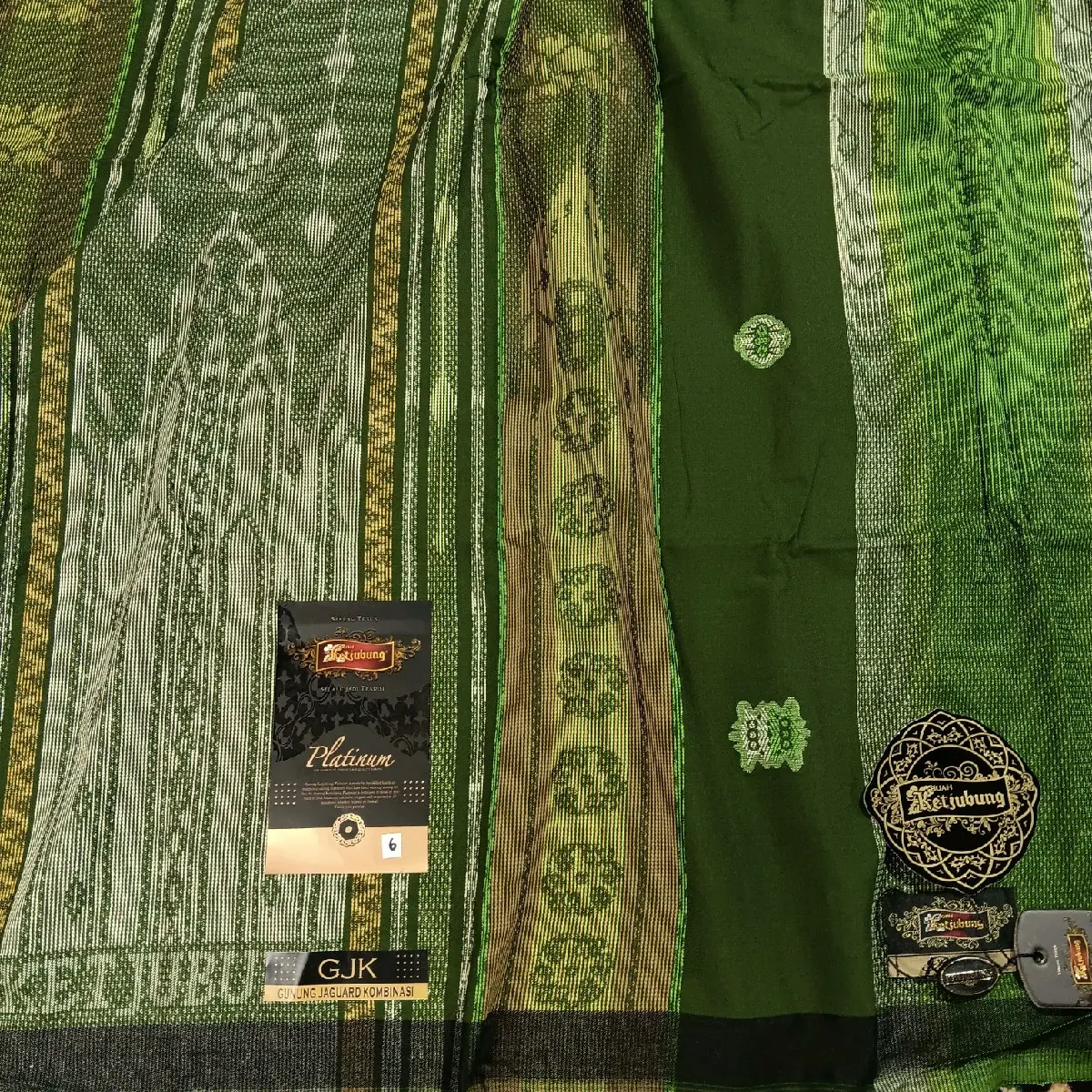 SARUNG KETJUBUNG PLATINUM GOLD GJK 6 GUNUNG JACQUARD KOMBINASI HIJAU