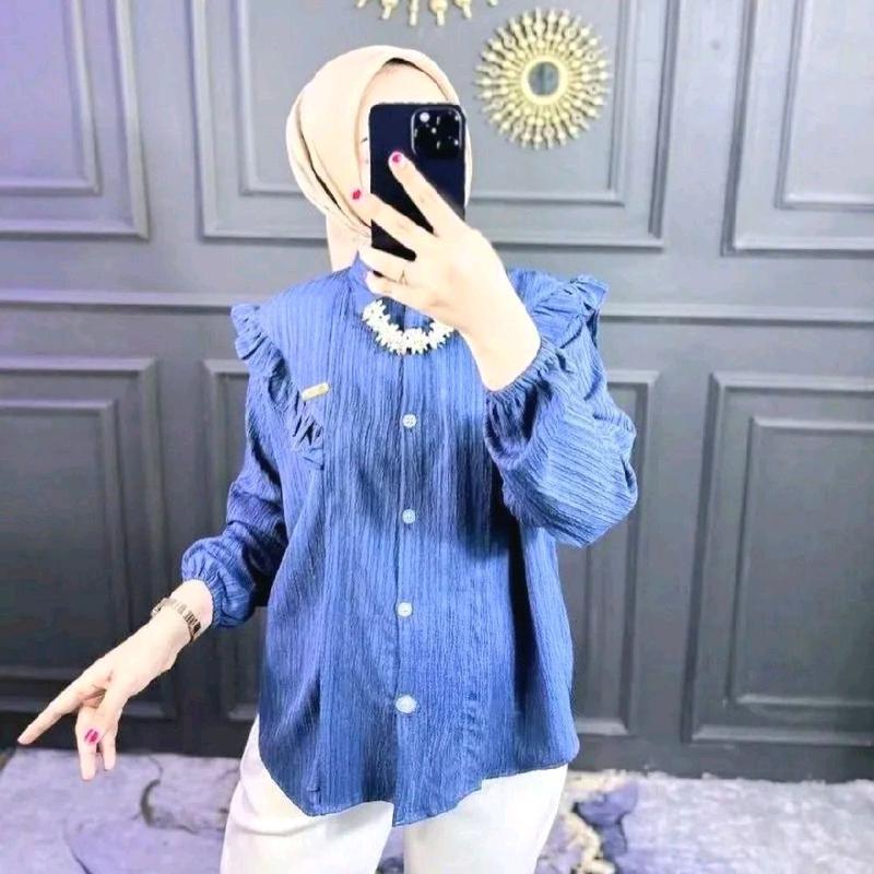Kemeja Inara Atasan Wanita Korean Style- Kemeja wanita Lengan panjang-Kemeja atasan kekinian 2