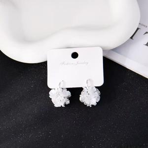 3D Hydrangea Blossom Earring Cluster | Clear White Petal Drop Earrings