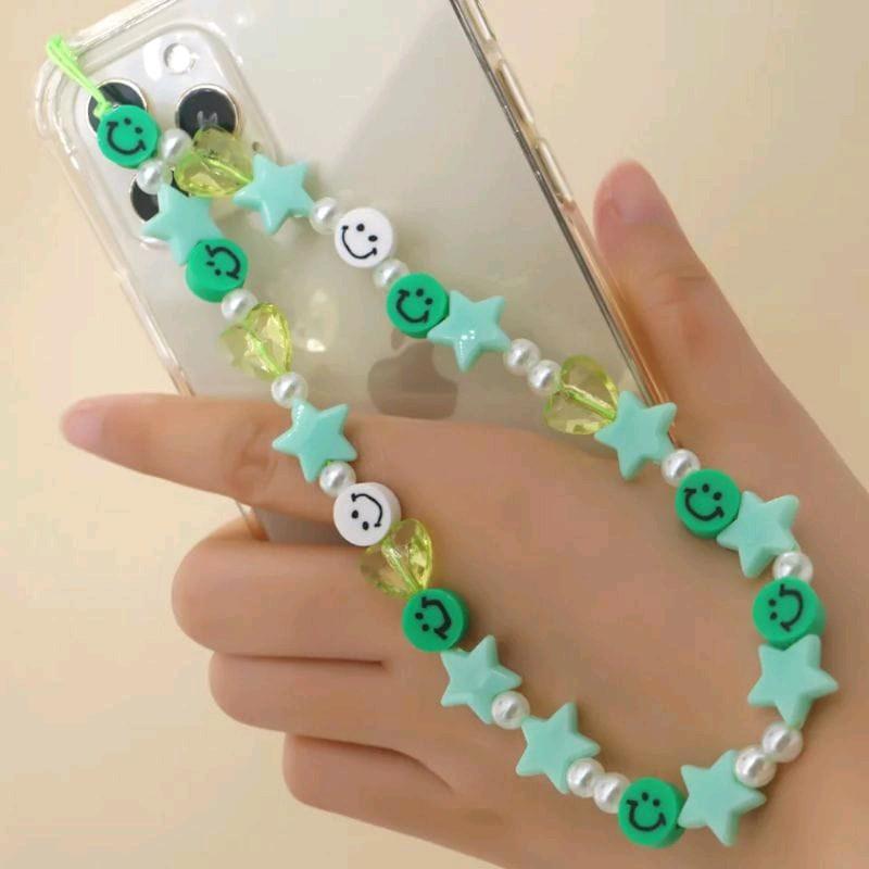 Gantungan HP manik smile | Tali hp Ala Korea 20cm dengan Lanyard 3