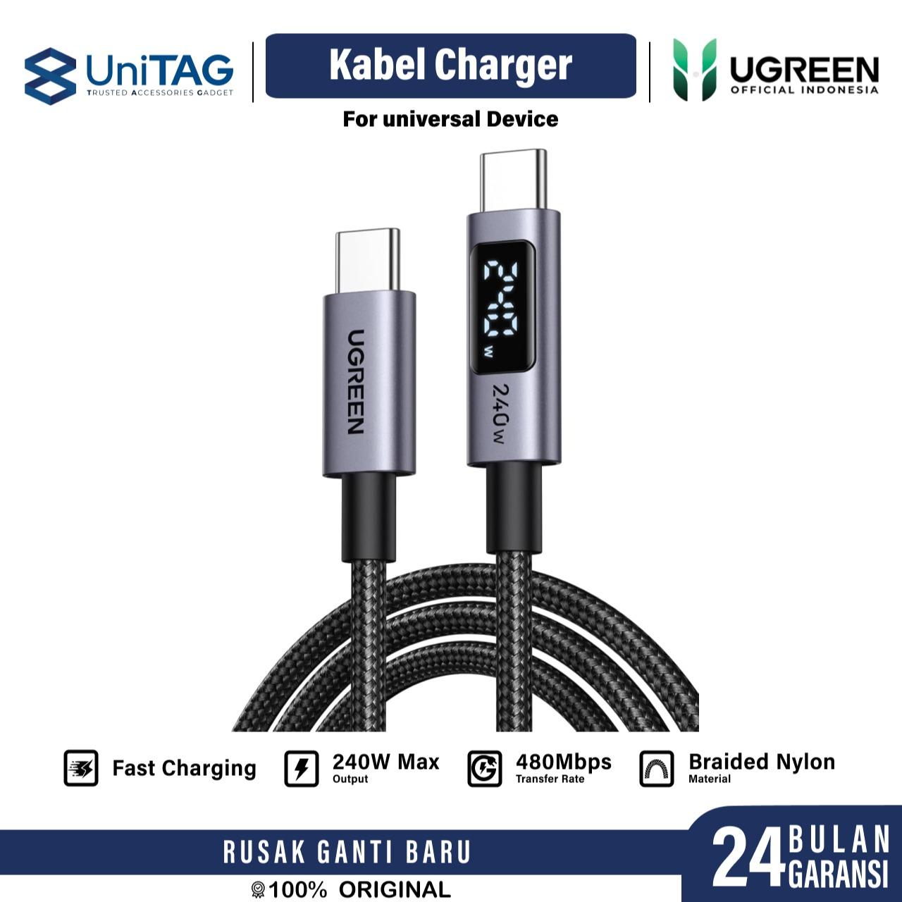 UGREEN Kabel Charger USB C - USB C 240W Braided 3m Digital Display - Black L530 65868