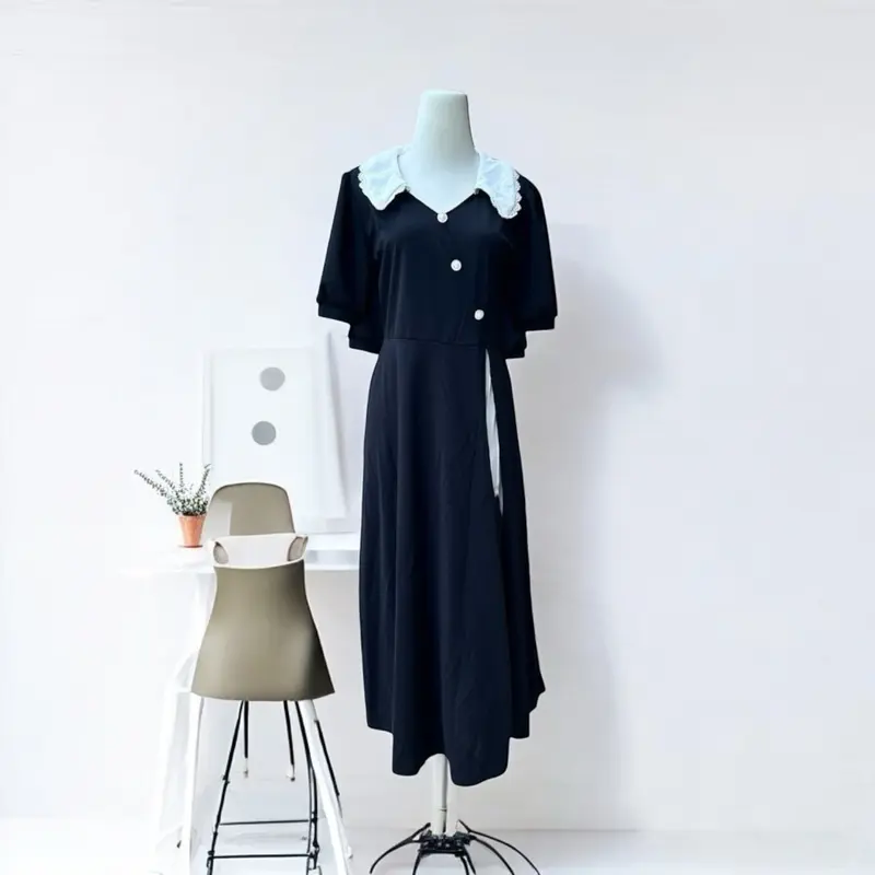 Dress Sailor Vintage Hitam untuk Wanita - Model Casual 0
