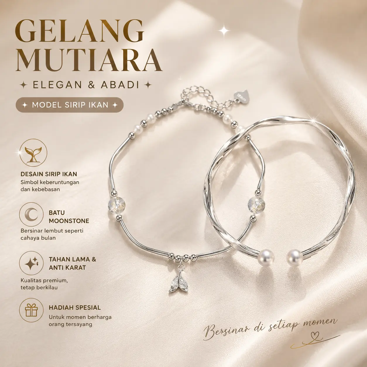 [JUNKSAILA] GELANG TITANIUM SILVER RANTAI ANTI KARAT MODEL KOREAN/ BRACELET BANGLE KOREA Batu Hadiah