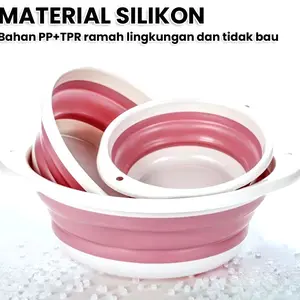 Baskom Lipat Jumbo Ember Lipat untuk Wadah Umpan Memancing Size 26cm Material Silikon PP TPR Ramah Lingkungan dan Tidak Bau