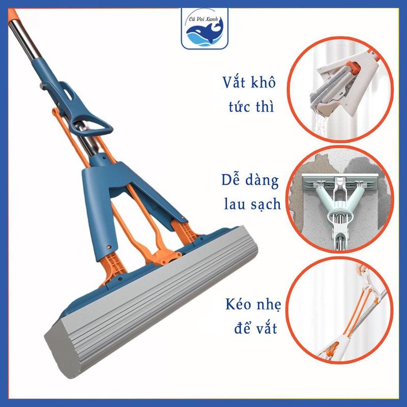 Cây Lau Nhà Tự Vắt Thông Minh Bằng Xốp Cao Su Non, Thấm Hút Siêu Nhanh Chỉ Với 3s, Cây Lau Nhà Bằng Mút Xốp Loại Tốt Lau Sàn Làm Sạch