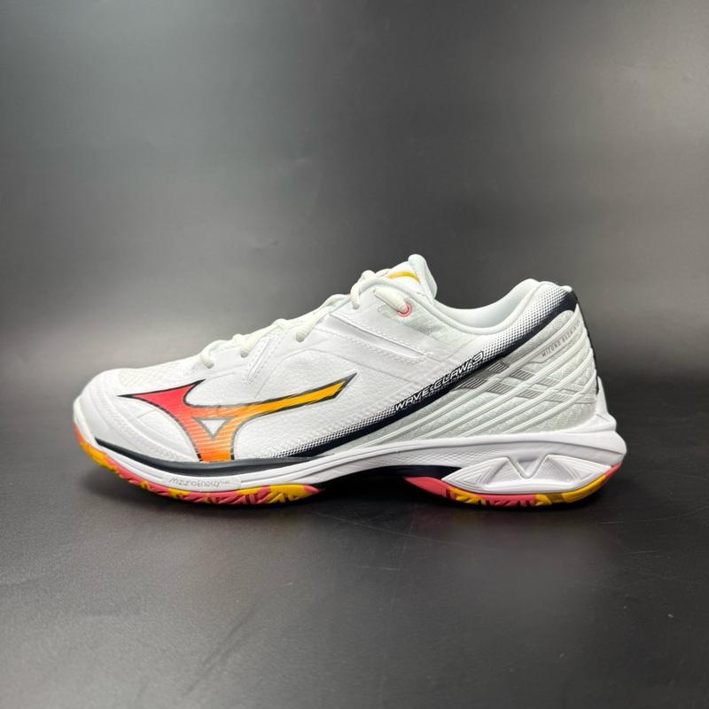 WIDE CHÂN BÈ Giày cầu lông Mizuno Wave Claw 3 trắng đế cam chính hãng