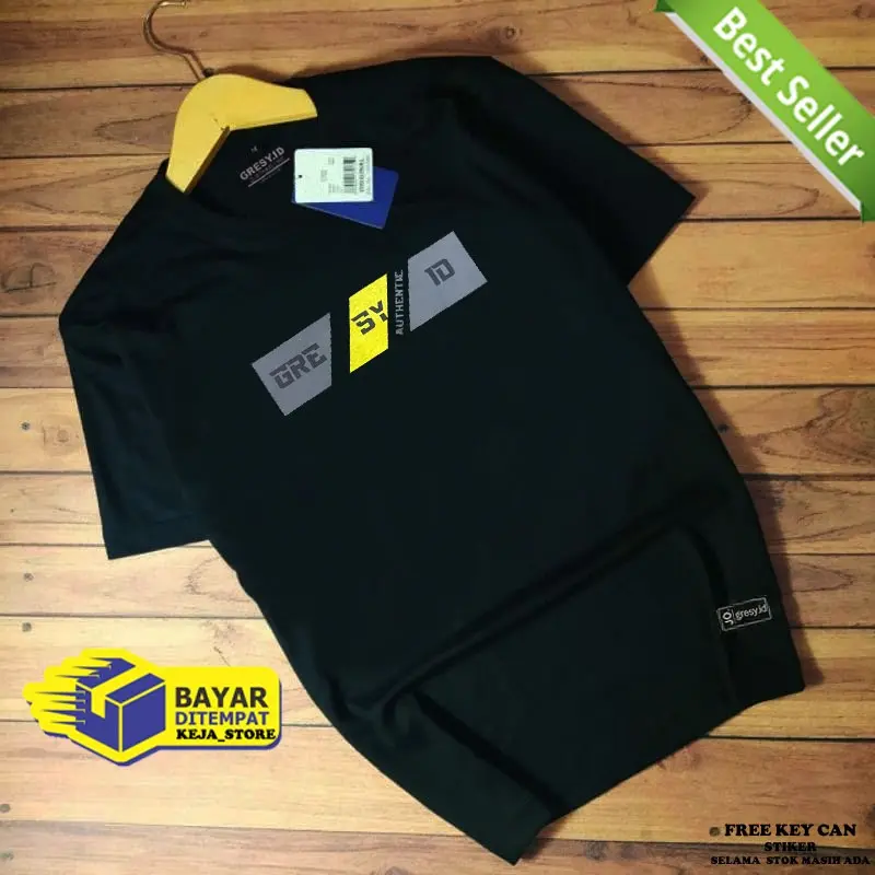 Kaos Distro Pria Katun Combad 30s Gresy ID - Baju Kaos Pria Dewasa Lengan Pendek Terbaru - Polos, Hitam