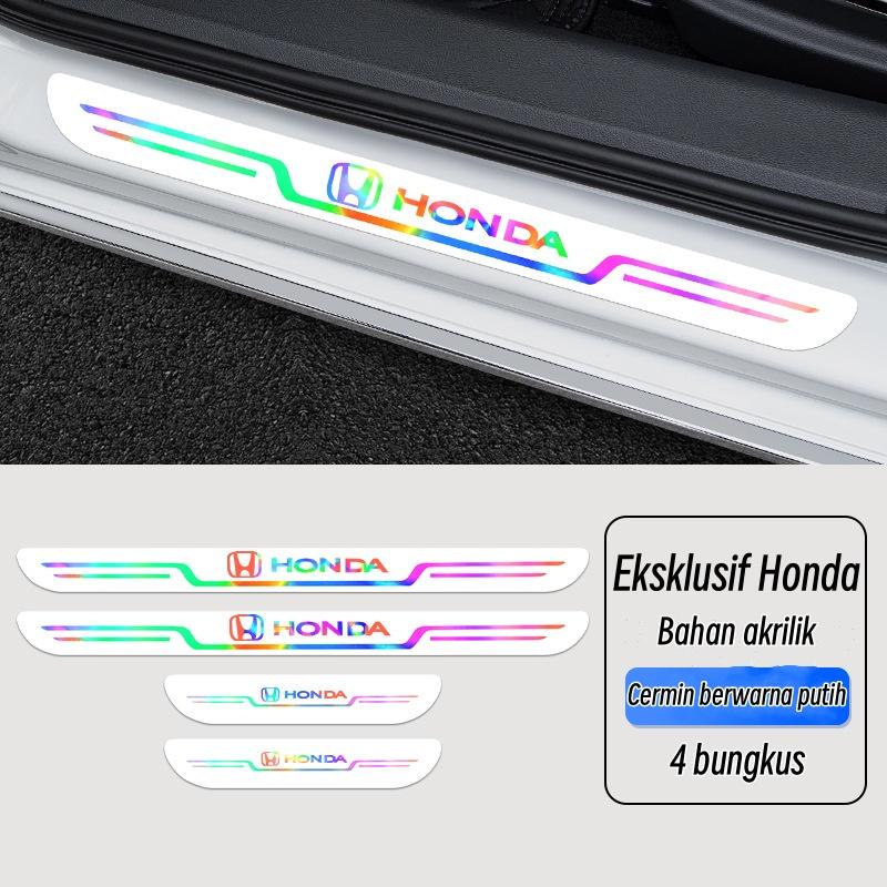 [Meta] 4pcs Stiker pelindung ambang batas Stiker pelindung alas kaki lantai pintu mobil Stiker laser mobil Stiker pelindung ambang batas Aksesori mobil Car Akrilik Kain