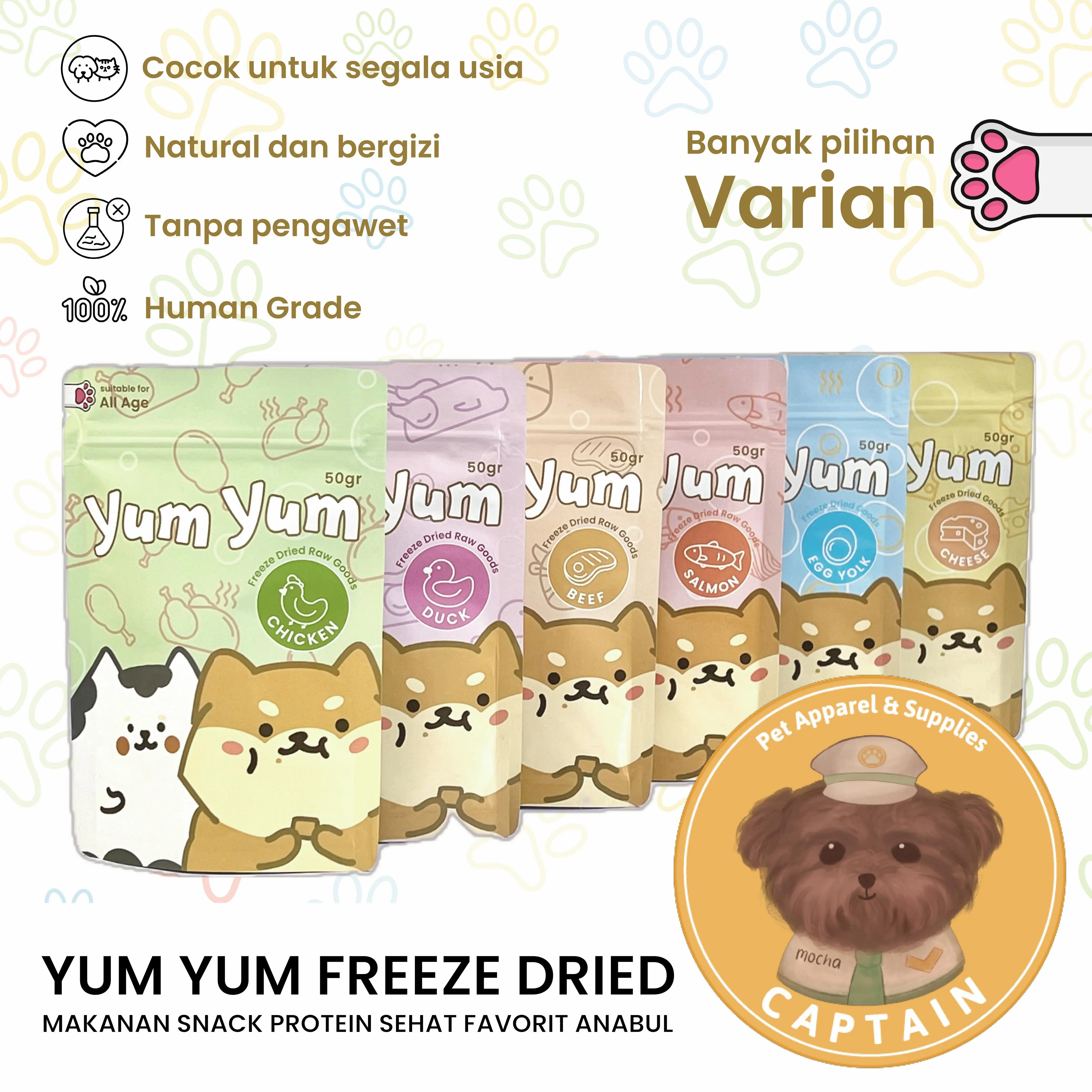 YUMYUM FREEZE DRIED SNACK ANJING KUCING DOG TREATS CHICKEN BEEF CHEESE UNTUK HEWAN PELIHARAAN PET FOOD