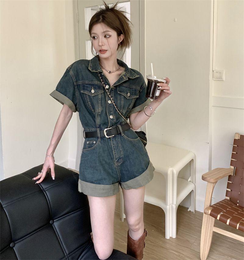 Product Introduction of Quần Jean Jumpsuit Quần, Phong Cách Cổ Điển Dành Cho Nữ, Thiết Kế Đẹp, Định Hình, Quần Ống Rộng, Quần Đùi, Hàng Mới Về 9