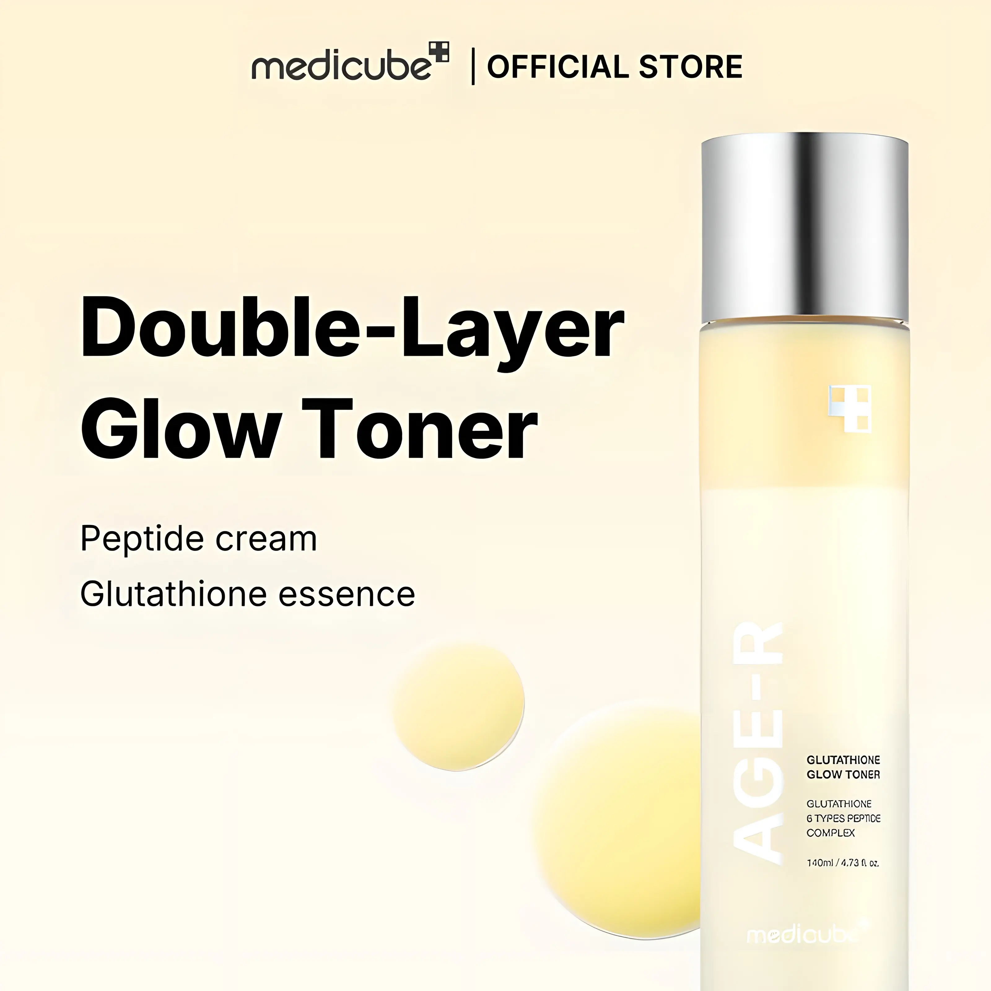 Medicube AGE-R Glutathione Glow Toner 140ml Brightening Hydrating  Double-Layer Toner with Peptide Cream & Glutathione Essence for Radiant  Skin