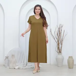 Pp Fashion Midi Dress Polos Spandek Rayon Premium Long Dress Polos Pocket Panjang dengan Bahan Nyaman dan Desain Elegan Cocok untuk Berbagai Acara