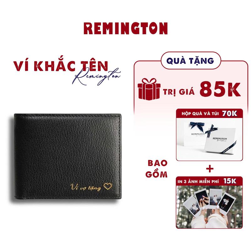 [ Fullbox Đã Gói Quà ] Ví khắc tên theo yêu cầu Remington Godwin ngang fullbox miễn phí in 3 ảnh và tặng kèm hộp, túi giấy làm quà tặng