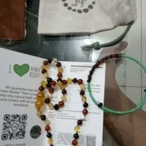 Amber Buddy | XB54M Kalung & Gelang Amber Bayi Multicolour Brown Glossy - 32cm & 14cm