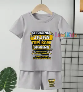 Luwi Kids Setelan Anak Cowok Cewek Trending Gambar Si Tukang Jajan Celana Fashion set Baju